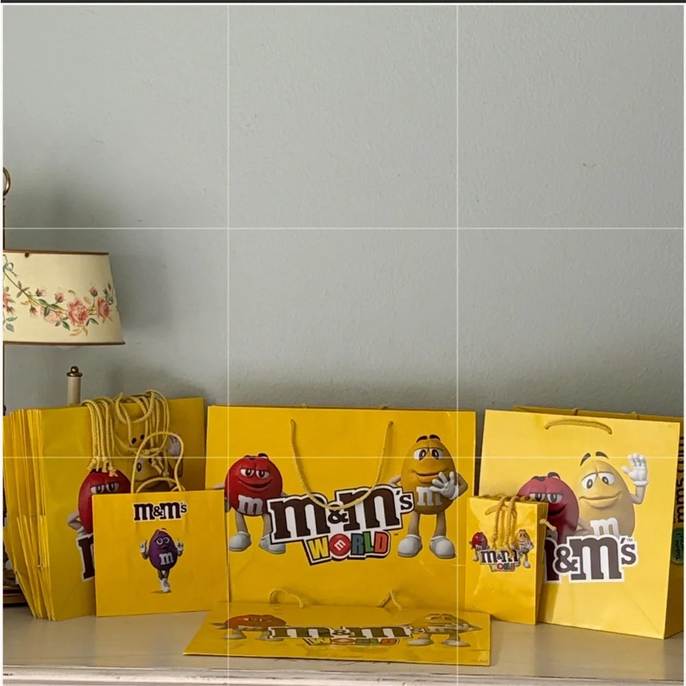 🔵🟢🟠 M&M's World Yellow Gift Bags Set 🟡🟣🔴